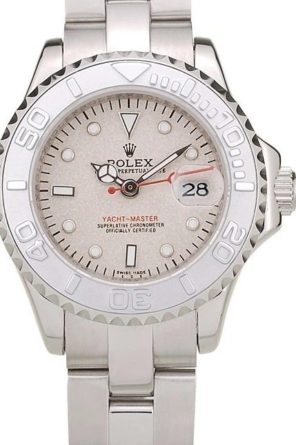 Aaa replica watch Silver Yacht Beige Dial Rolex Bezel Master 0803